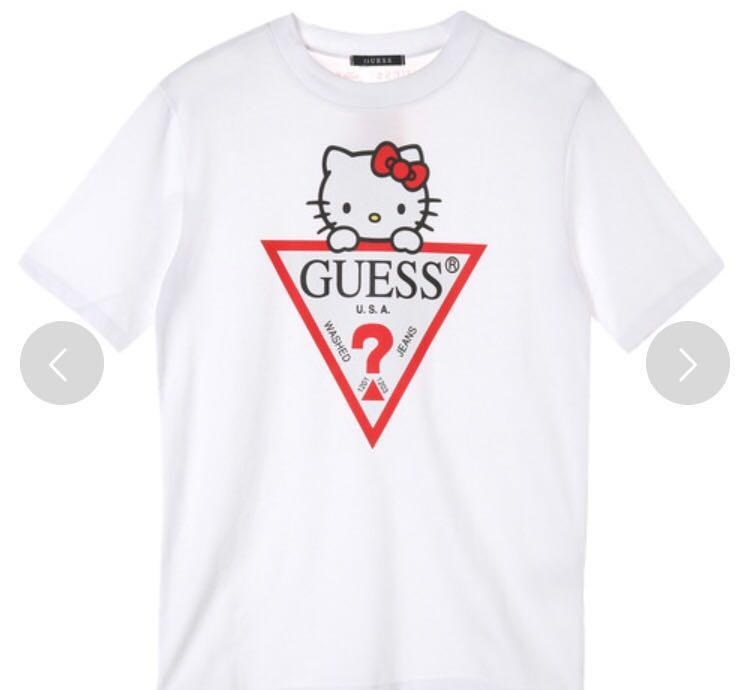 Guess x hello kitty triangle logo tee japan exclusive Women s