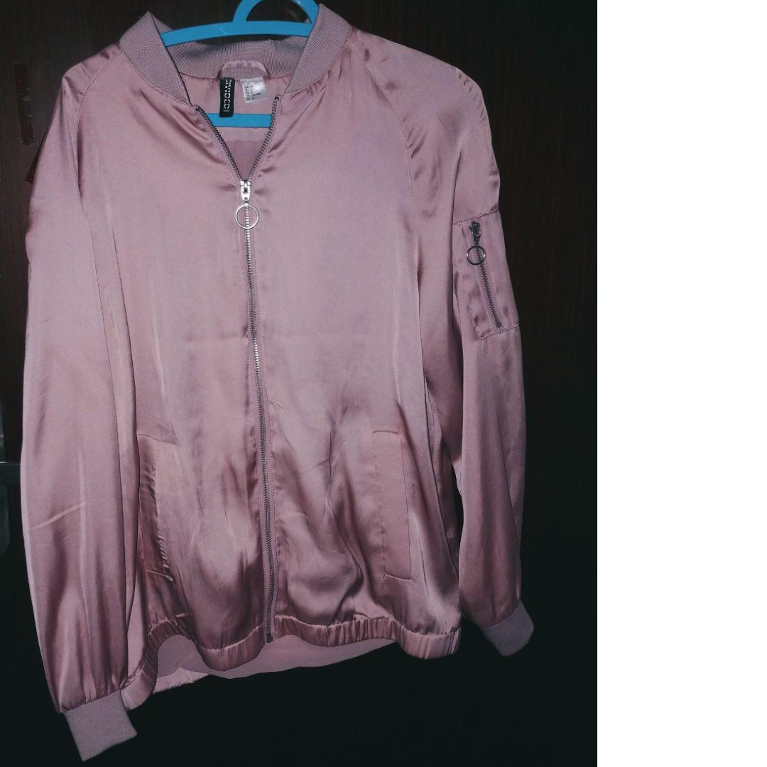 H M Divided Rose Gold Bomber Jacket Women S Fashion Clothes Outerwear On Carousell