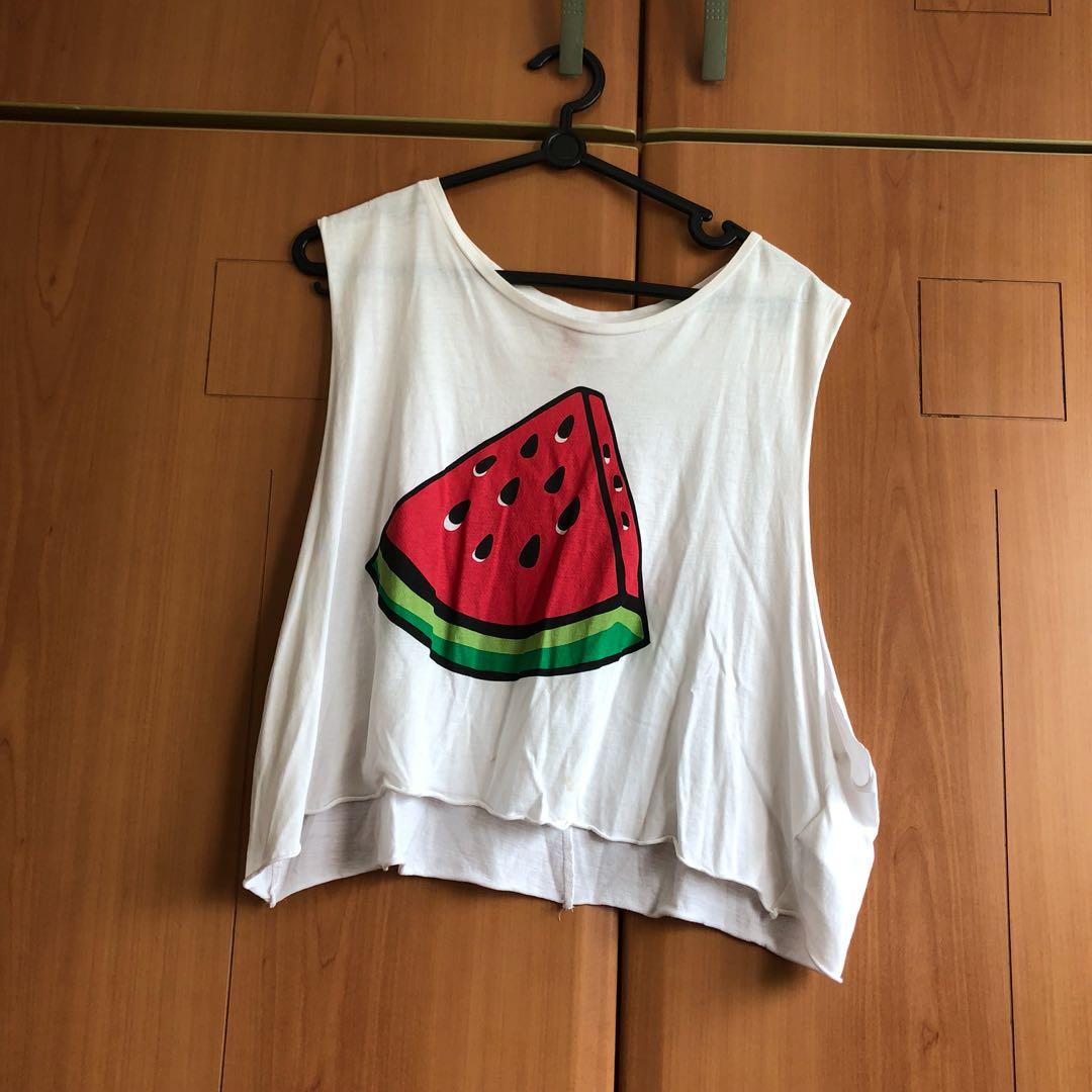 H M Watermelon Muscle Tee Women s Fashion Tops Shirts on Carousell