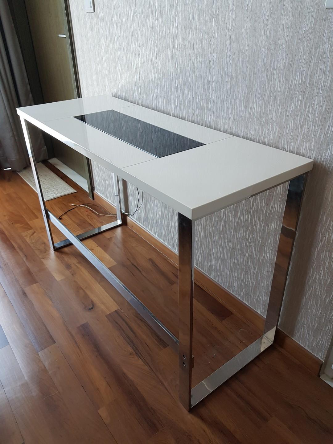 Ikea Desk White Top With Stainless Steel Legs Furniture Others