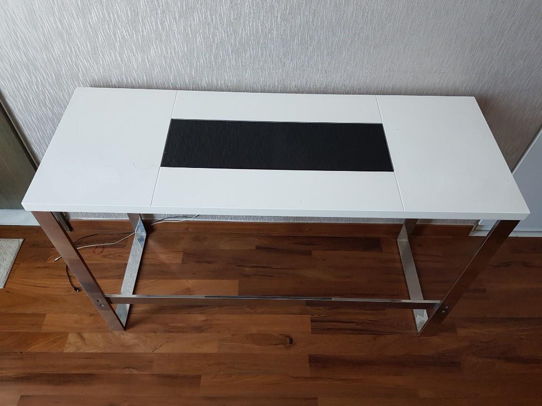Ikea Desk White Top With Stainless Steel Legs Furniture Others