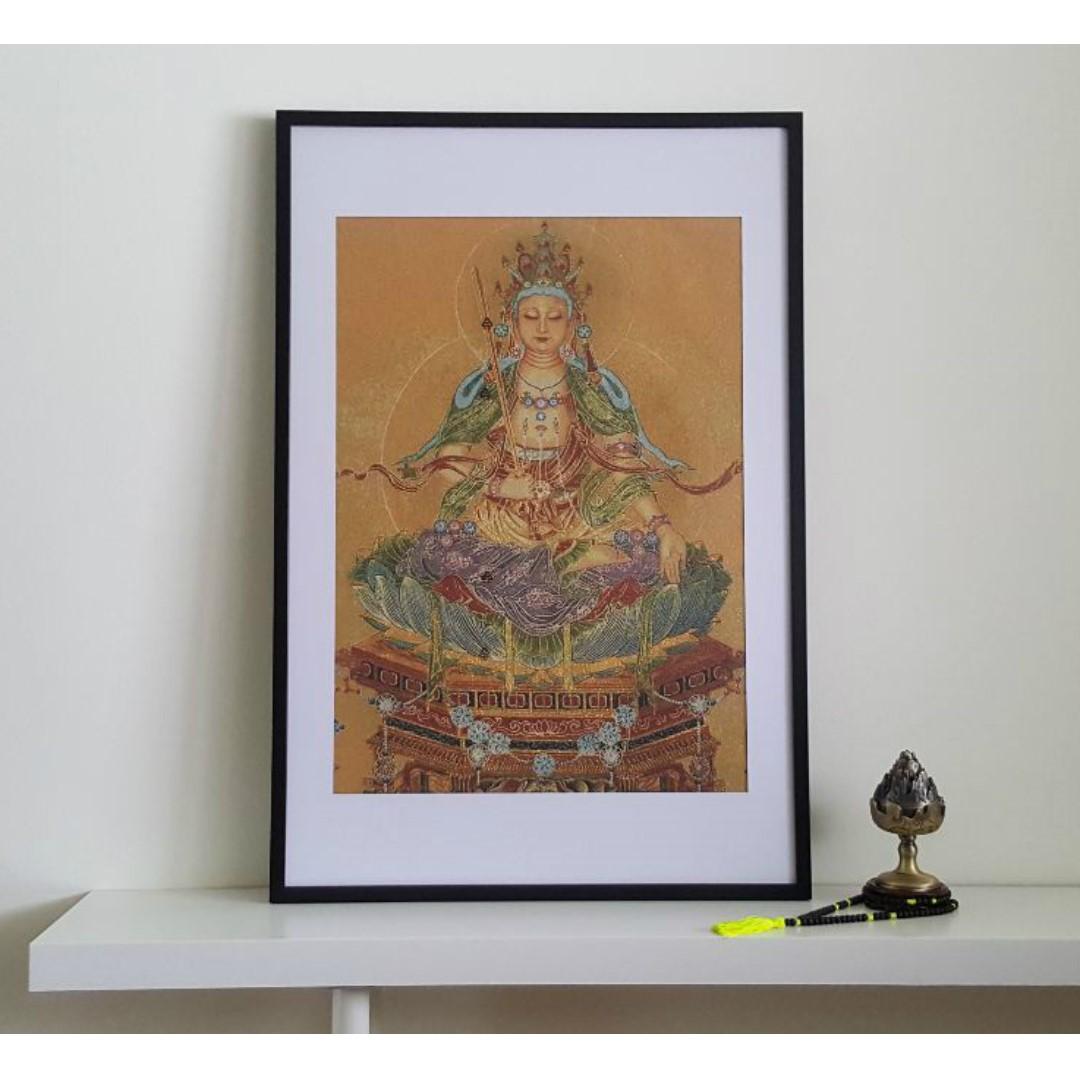 Large Framed Akasagarbha Bodhisattva Thangka, Hobbies & Toys