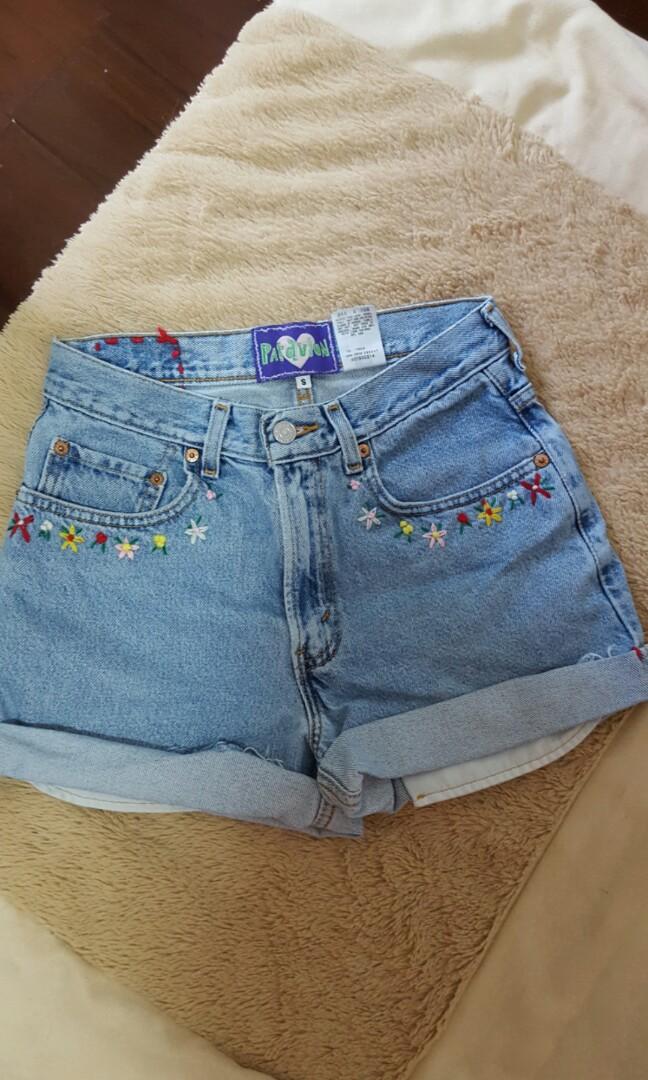 Levi's Denim Shorts with Floral Design, Women's Fashion, Bottoms, Other  Bottoms on Carousell
