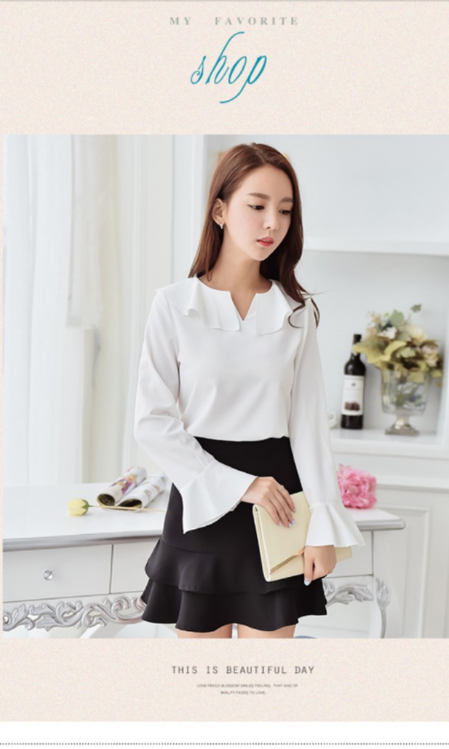 korean white blouse