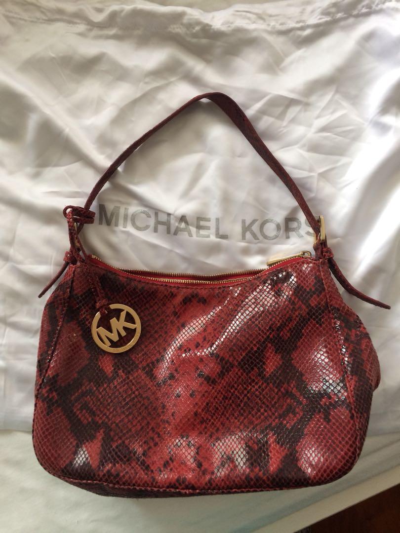 michael kors python bag red