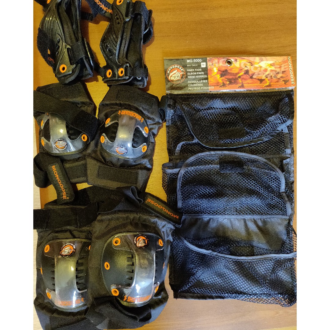 Mongoose Medium Size set of Knee Pads Elbow Pads Wrist Guards model MG 5000 Sports Equipment Bicycles Parts Parts Accessories on Carousell
