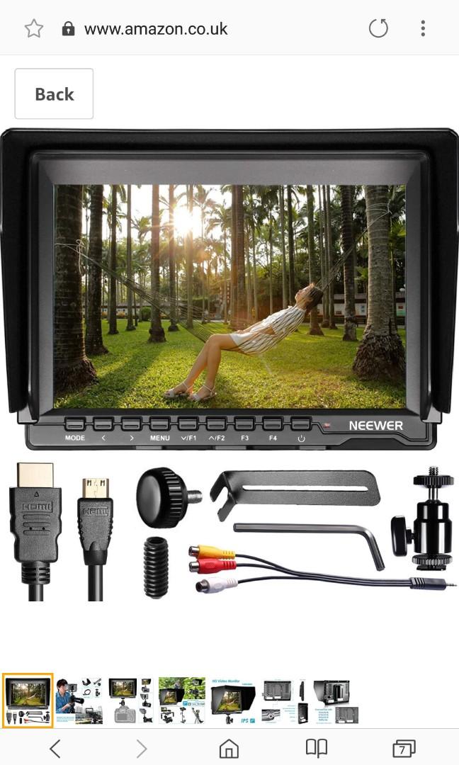 Neewer NW759 7Inch 1280x800 IPS Screen Camera Field Monitor with 1