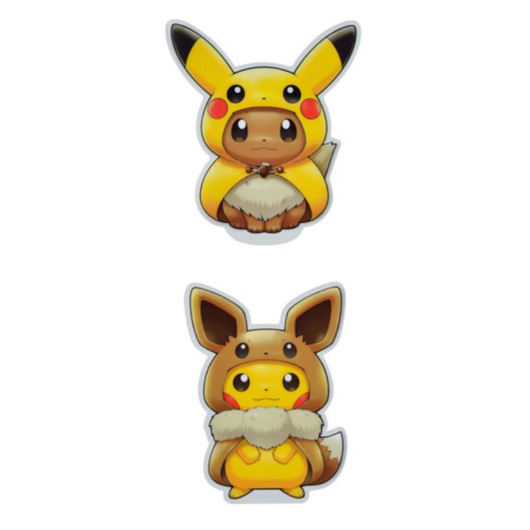 Po Pokemon Center Exclusive Fan Of Pikachu Eevee Sticker Set Of
