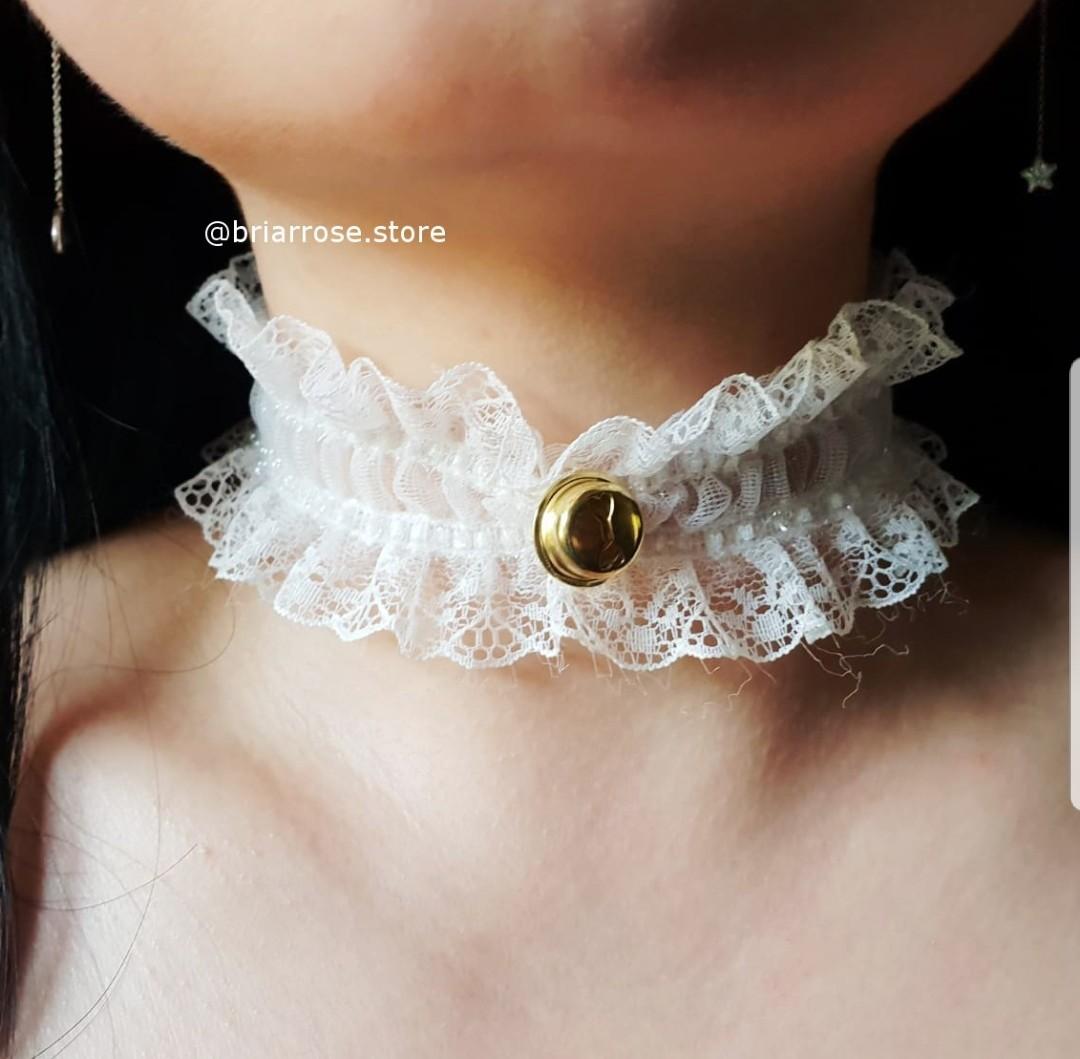 Ribbon Choker with White Bell