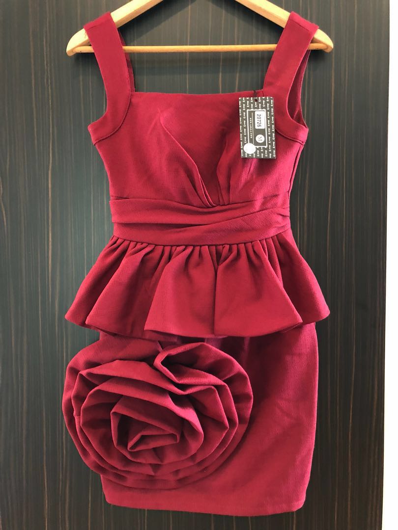 Rose Maroon Colour H Line Dress Women S Fashion Clothes Dresses