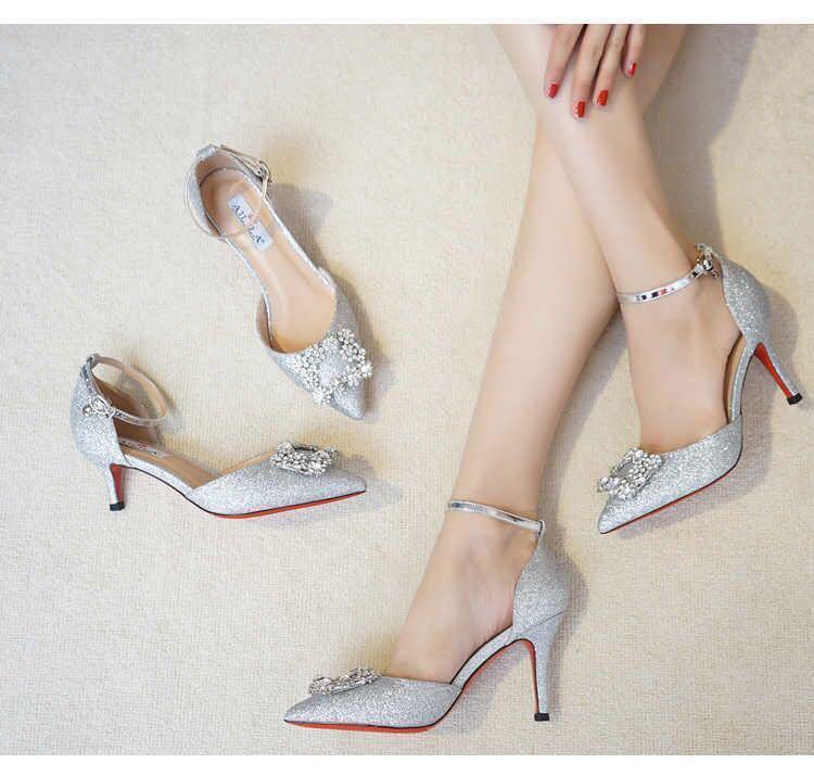 silver box heels