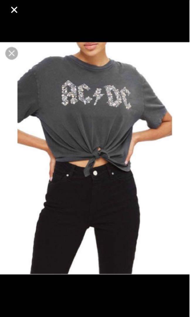 Topshop Acdc Floral Tie Crop Top Women S Fashion Clothes Tops On Carousell