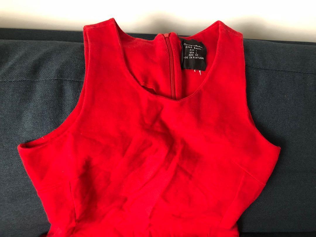 Zara-Evening collection basic red dress 