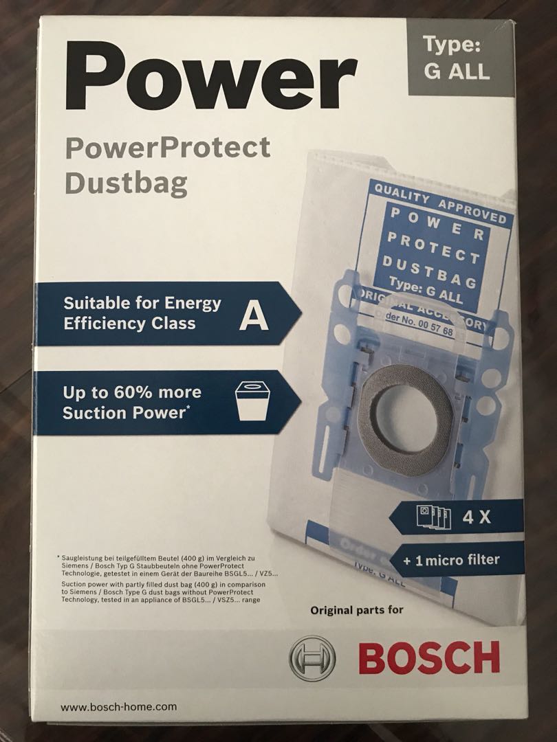 BOSCH PowerProtect Dustbag (Type G ALL), Furniture & Home Living, Home