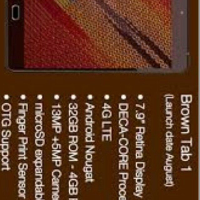 Brown tab 1 LTE DUAL SIM/4GB OF RAM/32GB INTERNAL, Mobile Phones