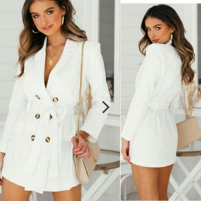 white coat dress
