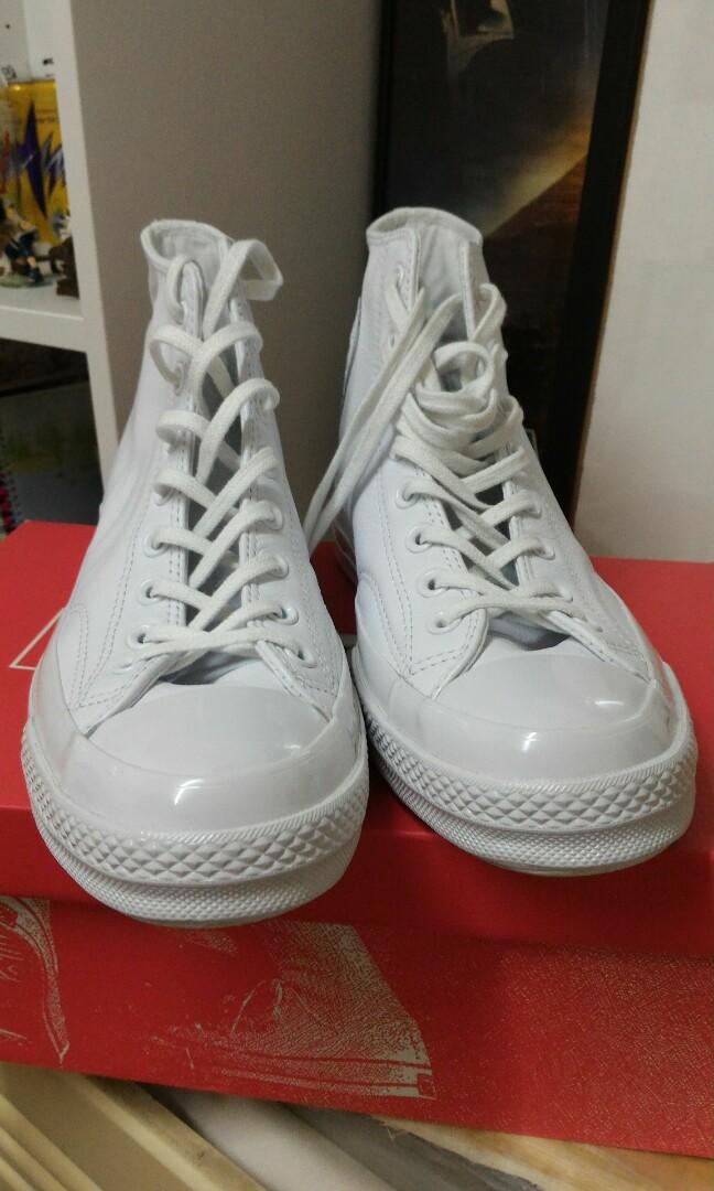 全新專櫃購入converse 1970 70s 全白高筒皮革155453c 27.5cm, 他的時尚, 鞋, 運動鞋在旋轉拍賣