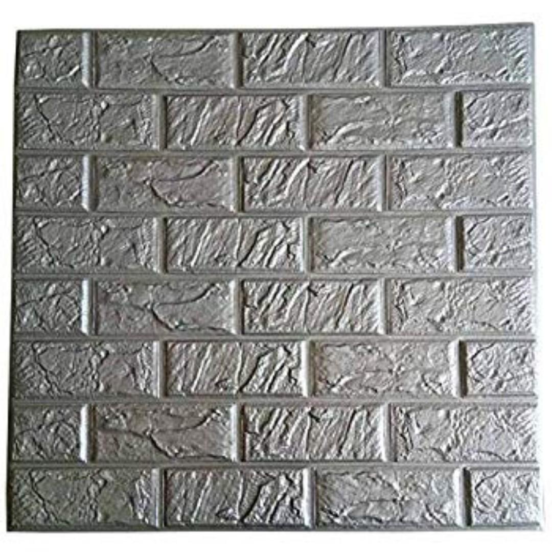 Foam Brick Silver Grey Peel Stick 3d Cushioni Wall Panels Home