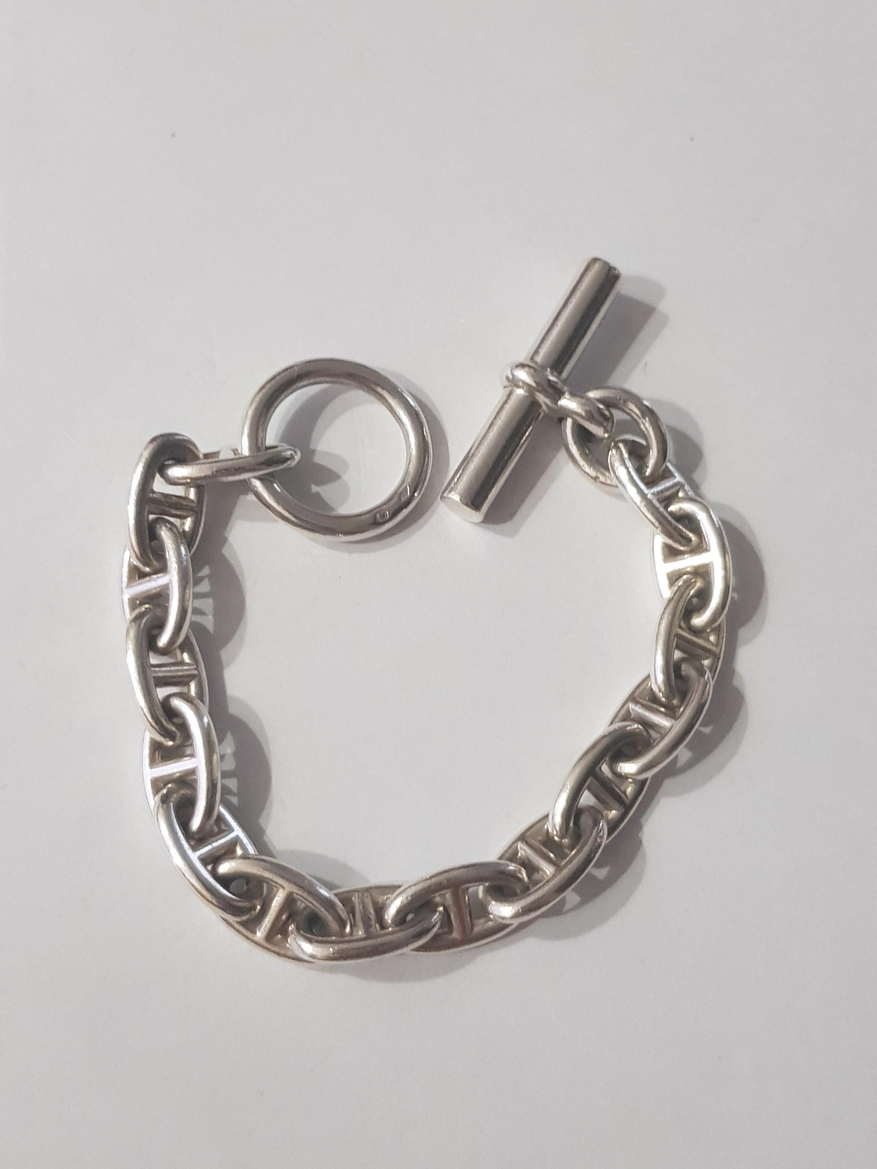 Hermes Sterling Silver Chaine D'Ancre Bracelet, Luxury 