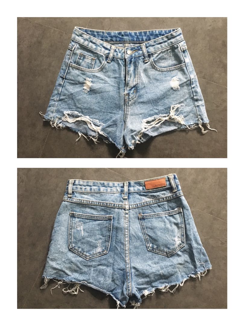 high waist tattered shorts
