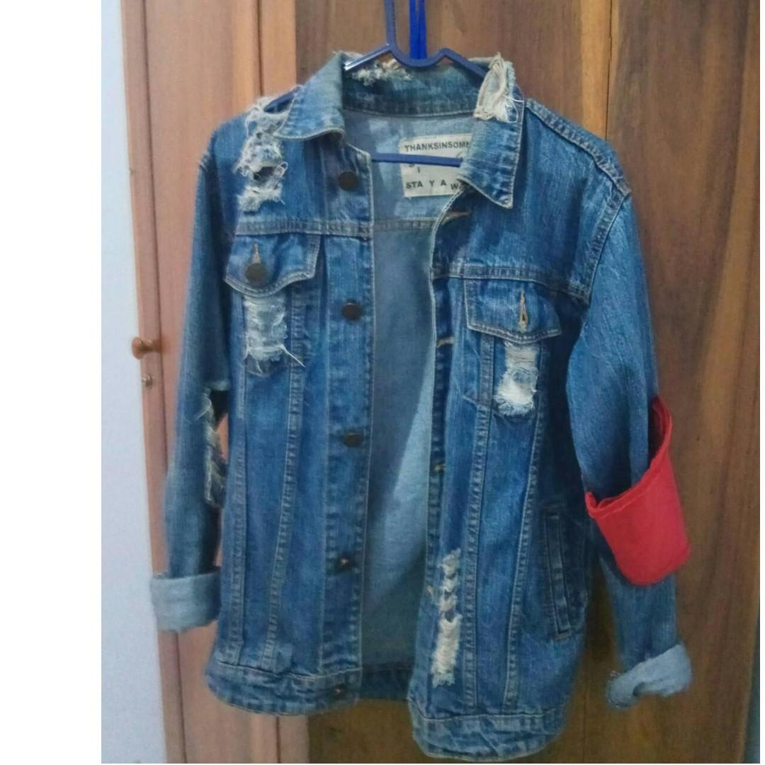 jaket denim ripped