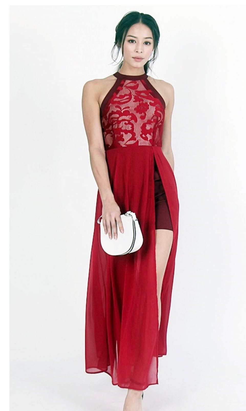 Red Chiffon Maxi Dress