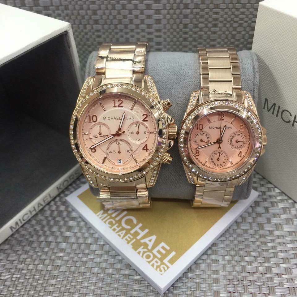 mk blair rose gold watch