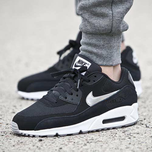 Air max 90 clearance essential black/white-metallic silver