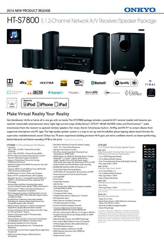 Onkyo hts sale 7800