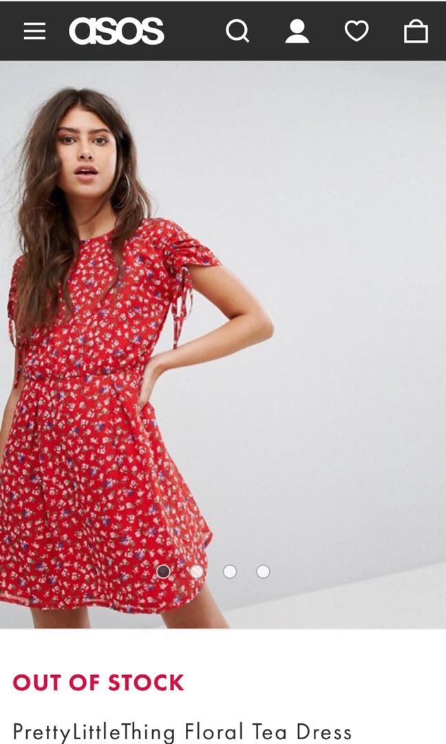 Red floral tea dress clearance