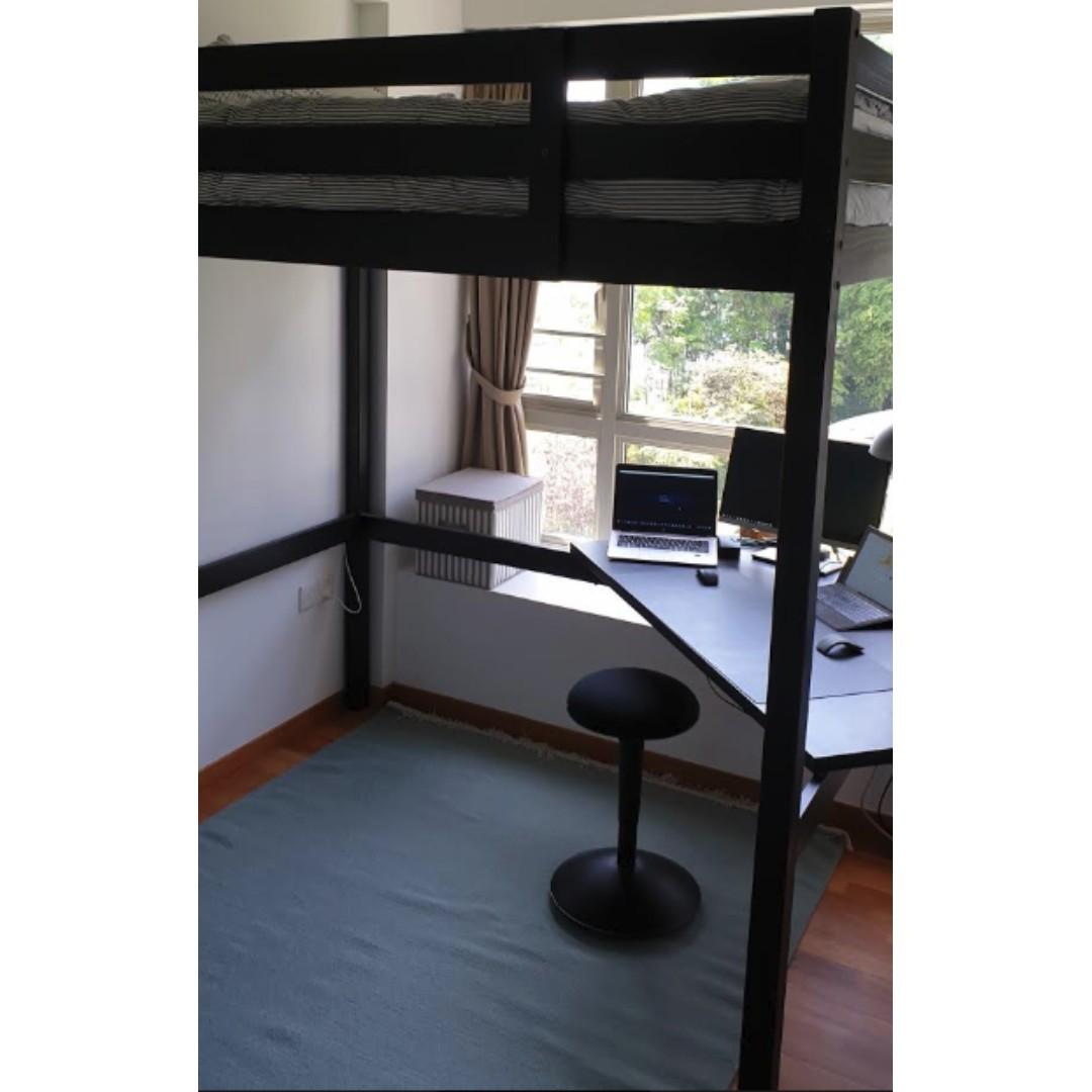 Ikea Loft Bed Frame Stora Black Hamarvik Sprung Mattress Furniture Beds Mattresses On Carousell