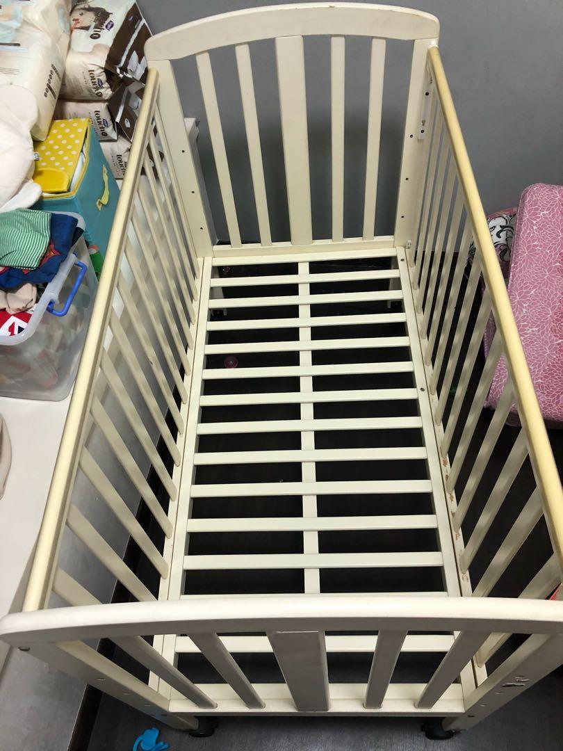 Used Ivory White Sturdy Baby Cot, Babies & Kids, Baby Nursery & Kids