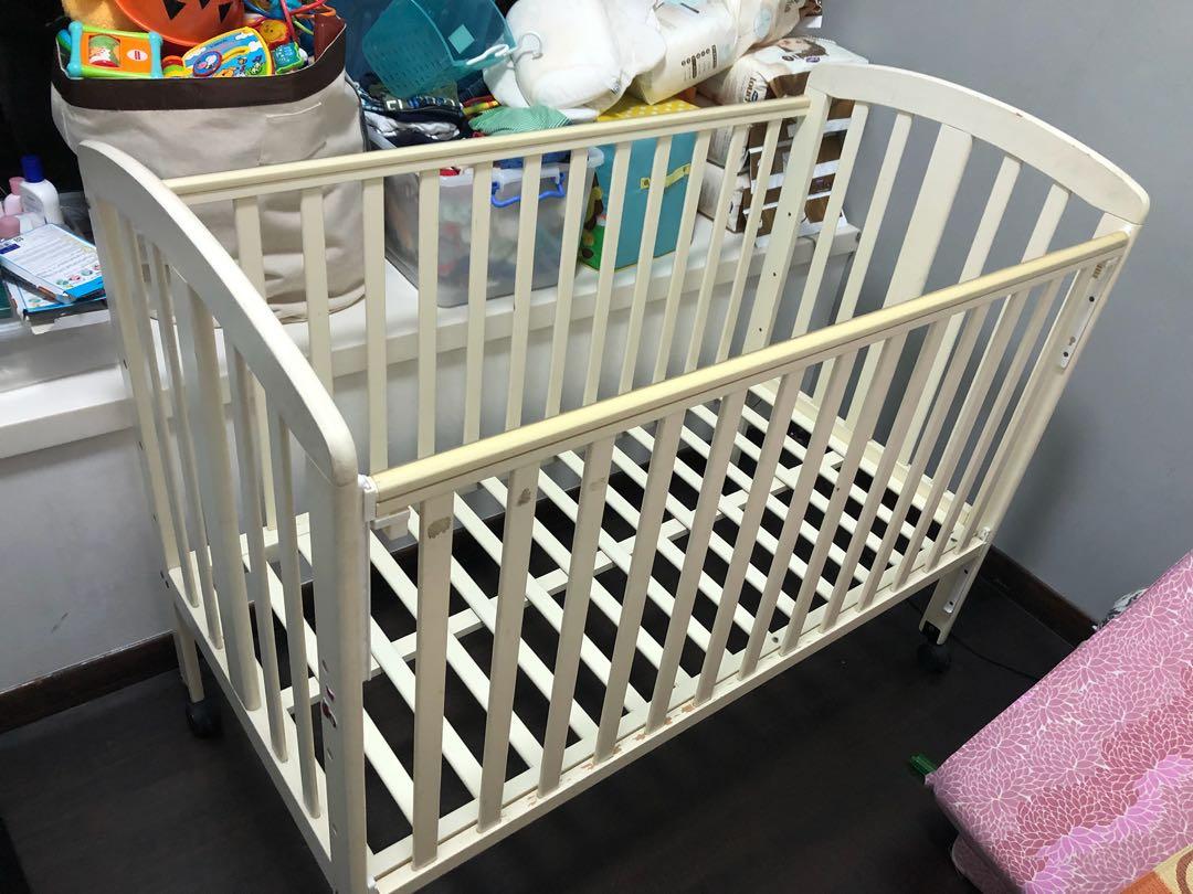 Used Ivory White Sturdy Baby Cot, Babies & Kids, Baby Nursery & Kids
