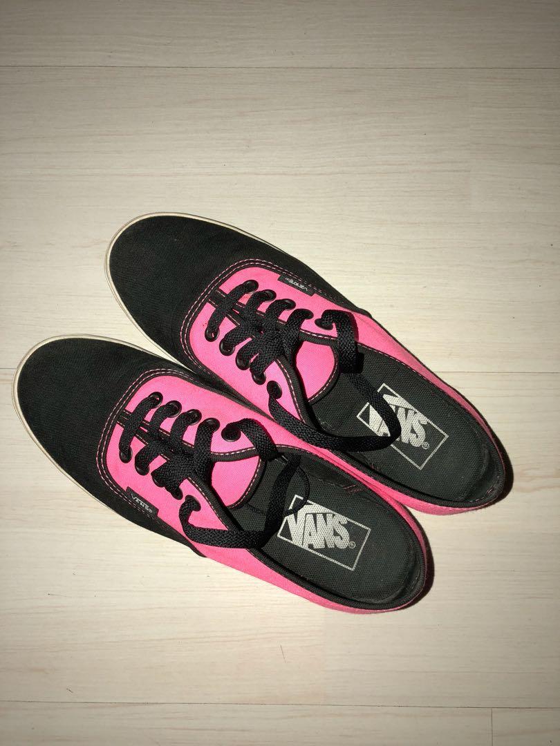 pink and black shoes
