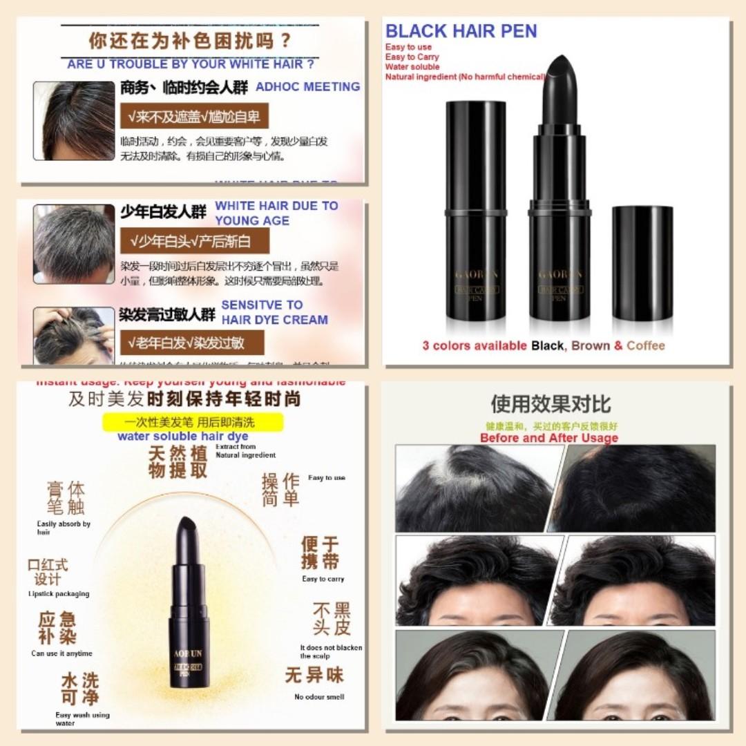 Black Hair Pen Easy To Carry Easy To Use Temporary Hair Color