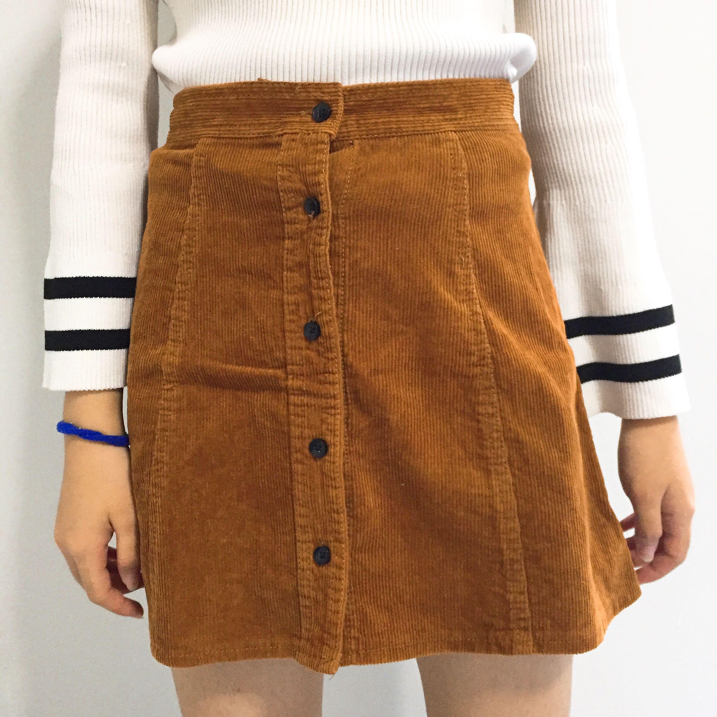 brown button up skirt