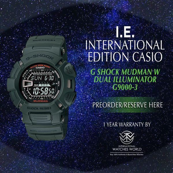 CASIO INTERNATIONAL EDITION G SHOCK GREEN G 9000 3 W DUAL ILLUMINATOR