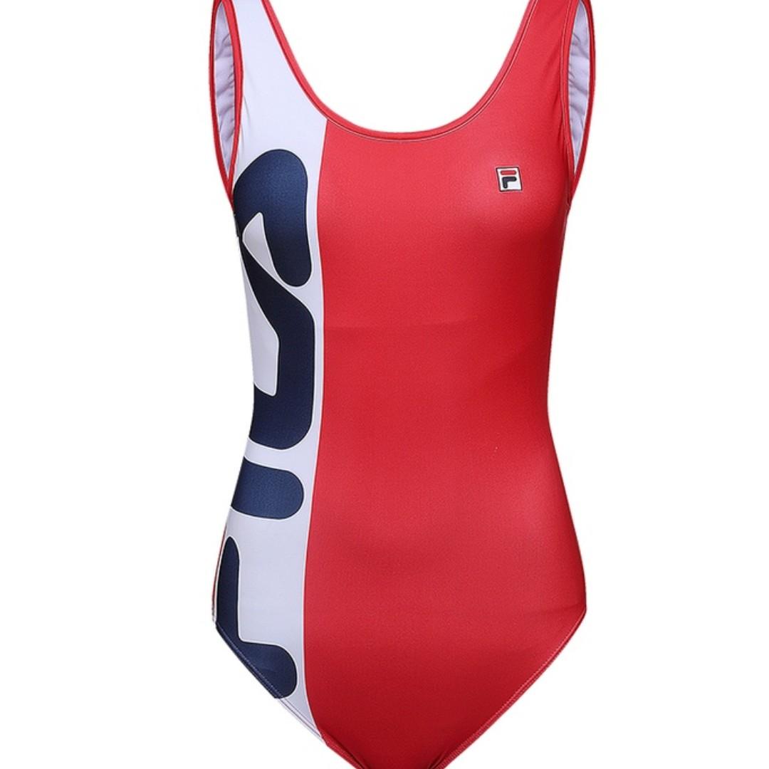 FILA Two Tones UPF50 Logo Swimsuit Bodysuit Women s Fashion