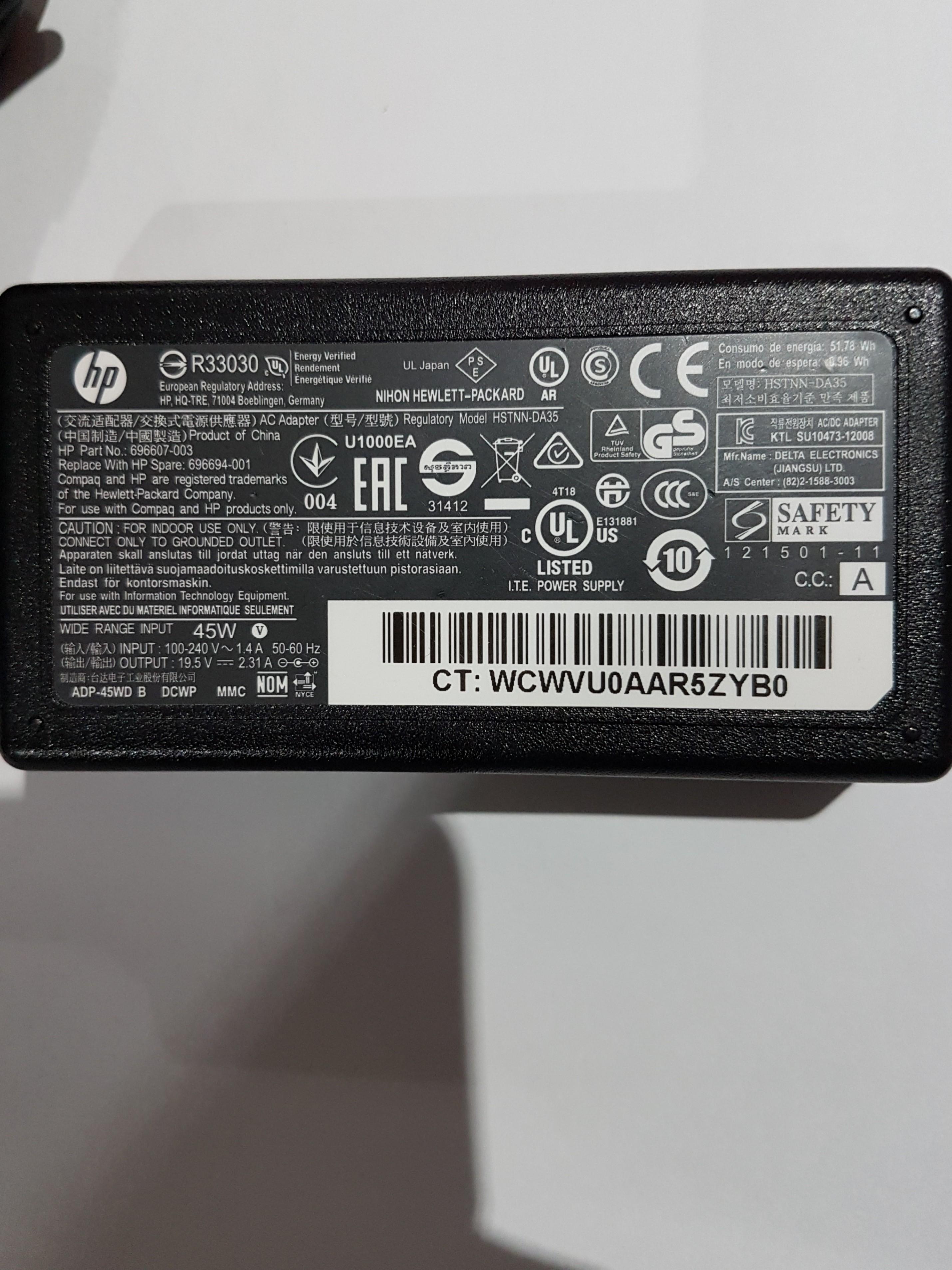 HP R33030 45w slim charger, Computers & Tech, Parts & Accessories, Chargers  on Carousell