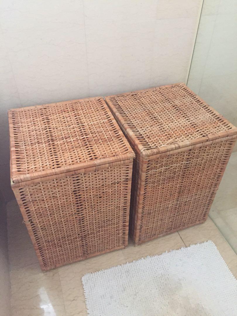 IKEA Rattan Laundry Basket x 2, Furniture & Home Living, Home