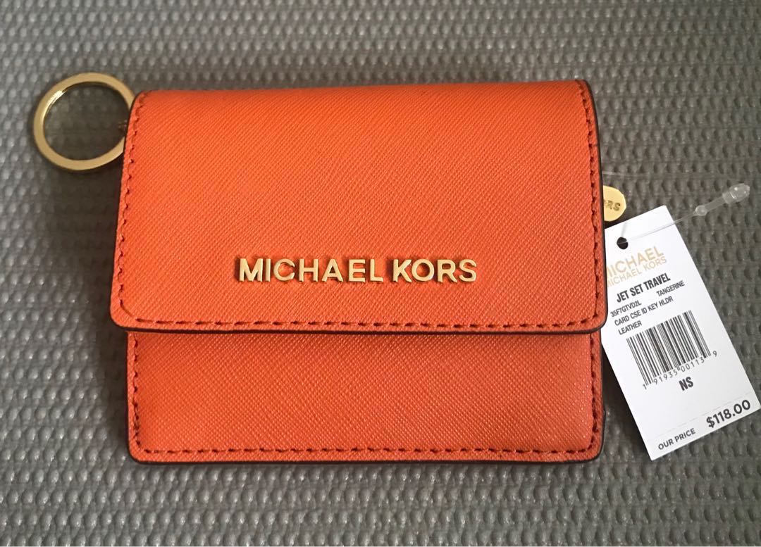 Michael Kors Set Travel Card Case ID Key Holder in Orange, Women's Fashion, Bags & Wallets, Wallets & Card holders on Carousell