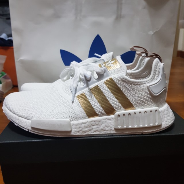 white and gold nmds