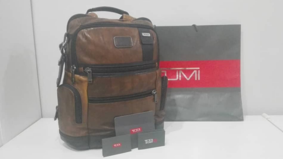 Tumi alpha bravo clearance knox leather backpack