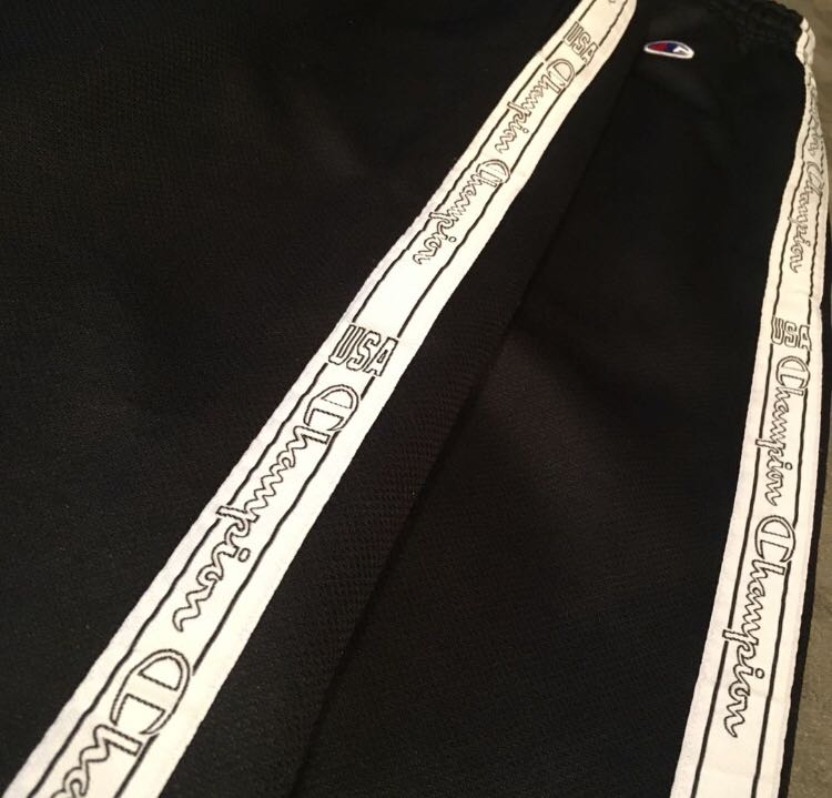 champion retro tracksuit bottoms with logo taping