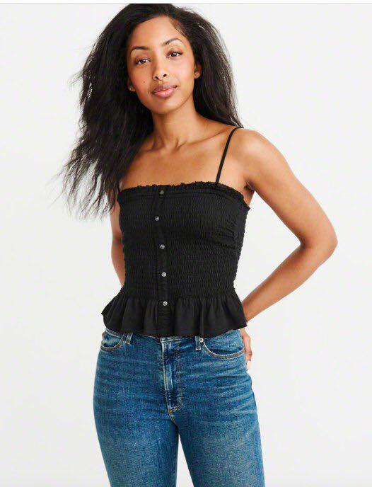 Abercrombie & Fitch Smocked Top, Women's Fashion, Tops, Sleeveless on ...