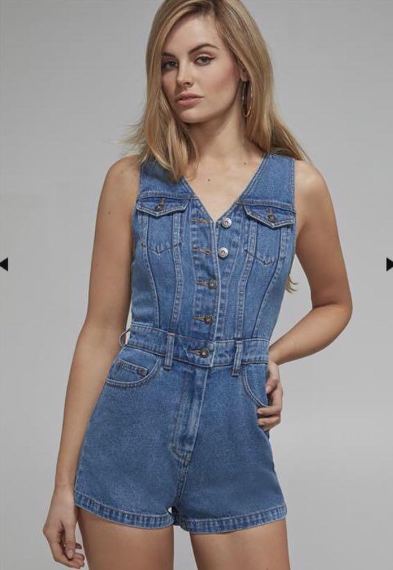 denim bardot playsuit