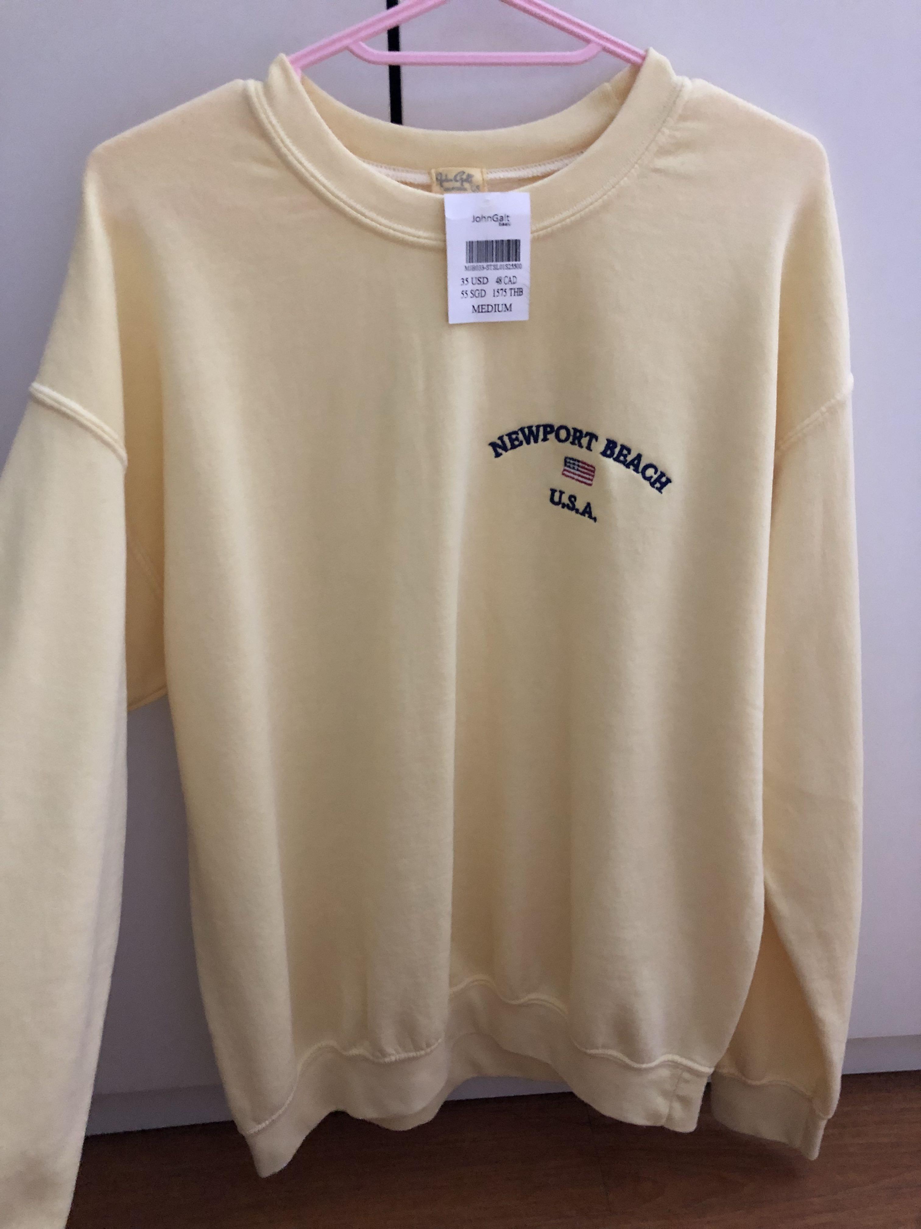BNWT Brandy melville newport beach yellow erica sweater sweatshirt pullover Women s Fashion Tops Other Tops on Carousell