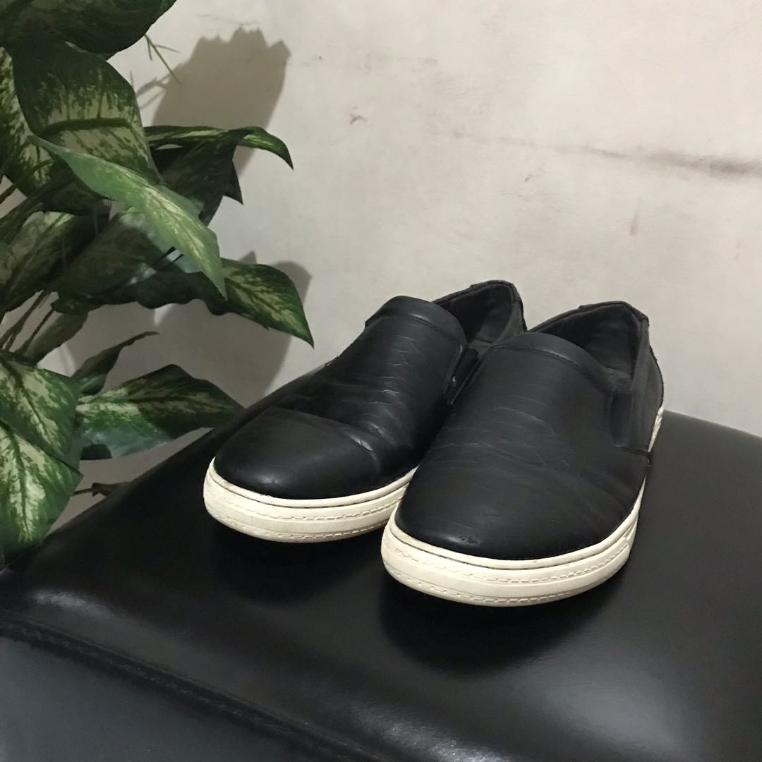 faux leather slip on shoes