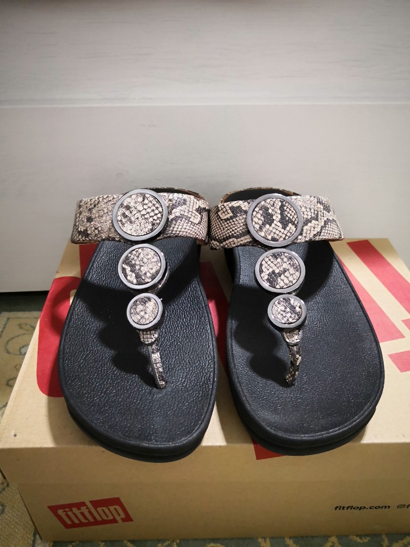 Fitflop Snake Print Leather Toe-Thong 