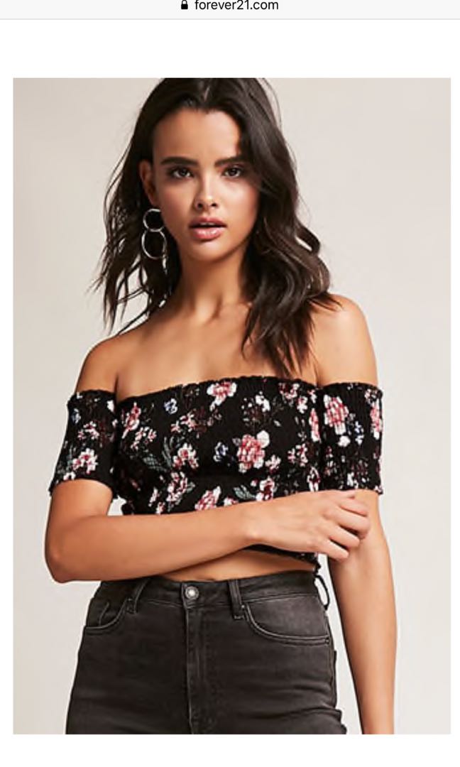 forever 21 smocked off the shoulder top